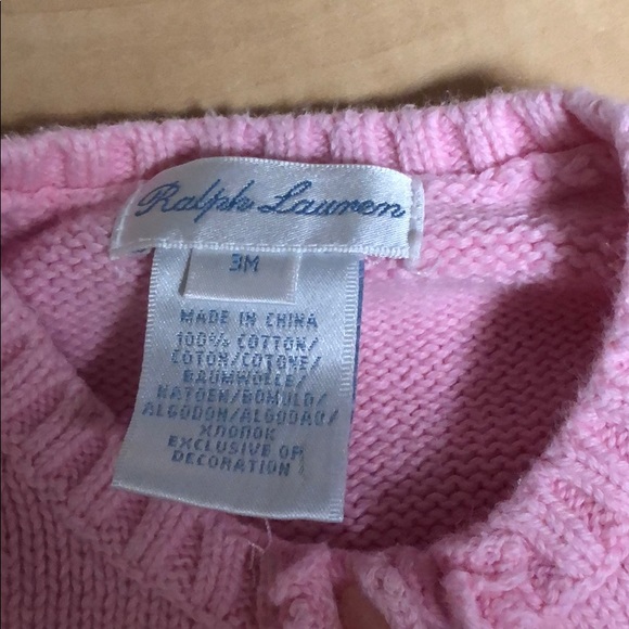 Ralph Lauren RL pink cardigan sweater 3 month - Picture 2 of 4